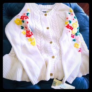 Girls embroider cardigan sweater